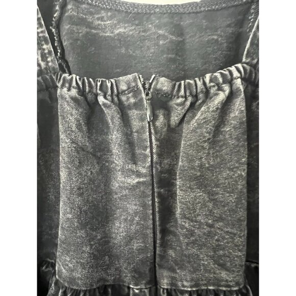 Shein Black Acid Wash Denim Mini Dress Corset Fit & Flare Sleeveless XS - Picture 4 of 5